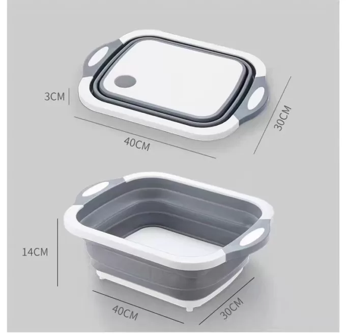 Foldable Multifunctional Kitchen Basin with Chopping Board Drain Basket Ideal Home Use As Vegetable Fruit Cleaning Sink Basket